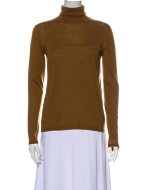 MaxMara Brown Turtleneck Wool Blend Sweater